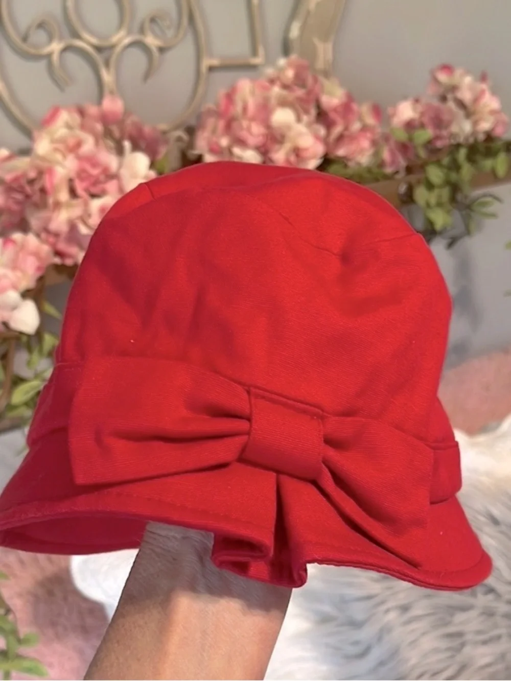 Red Bow Kids Cotton Bucket Hat